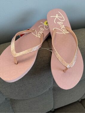Roxy Women's Glitter Strap Thong Sandals - Dusty Rose